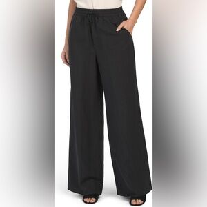 Kobi Halpern Linen blend Louise black wide leg pants